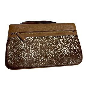 Vera Bradley Mia Leather Wristlet in “Downtown Dots” Pattern Pebble Leather